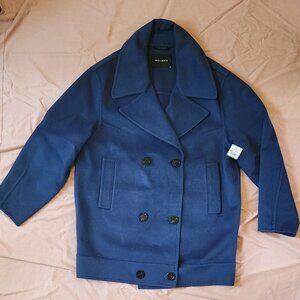 Iris V Arnim Greeley Pea Coat, Size 10 Color Sapphire, Cashmere and Wool, NWT